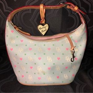 Dooney & Bourke Bags Mini Signature Heart Handbag Color Blue/Pink